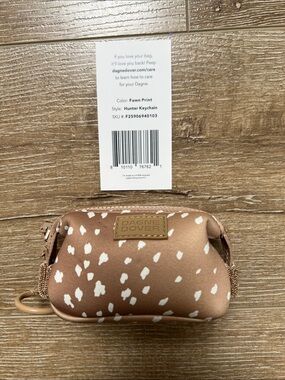 Dagne Dover Tan Printed Mini Pouch with White Speckles
